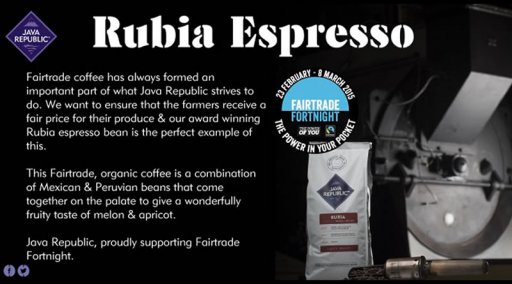 Fairtrade Fortnight Coffee Rubia