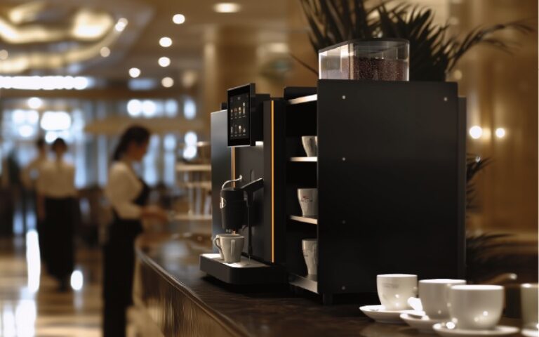 Rex Royal Bean to Cup coffee machine in a hotel setting
