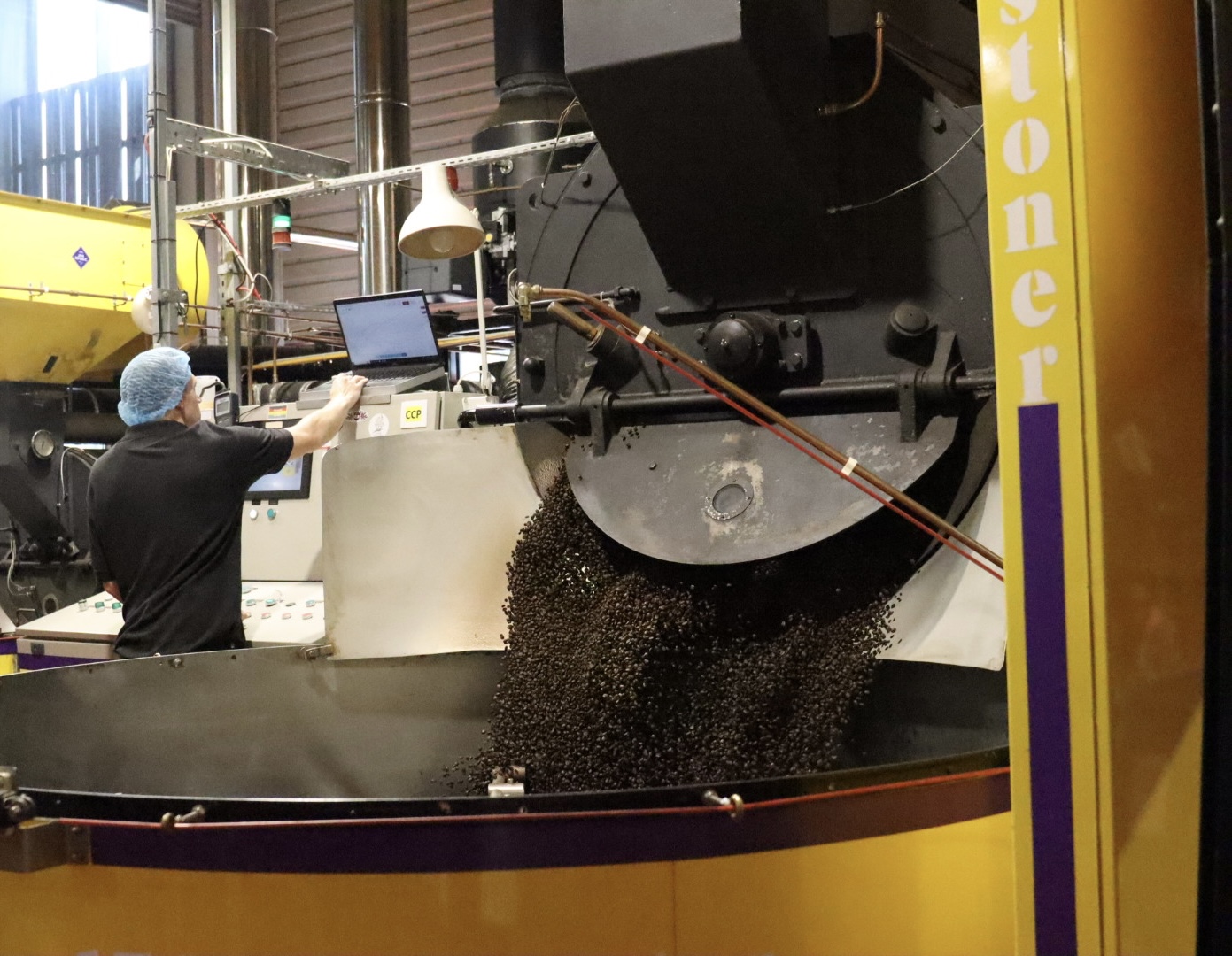 Head Coffee Roaster at work in the Java Republic Roastery